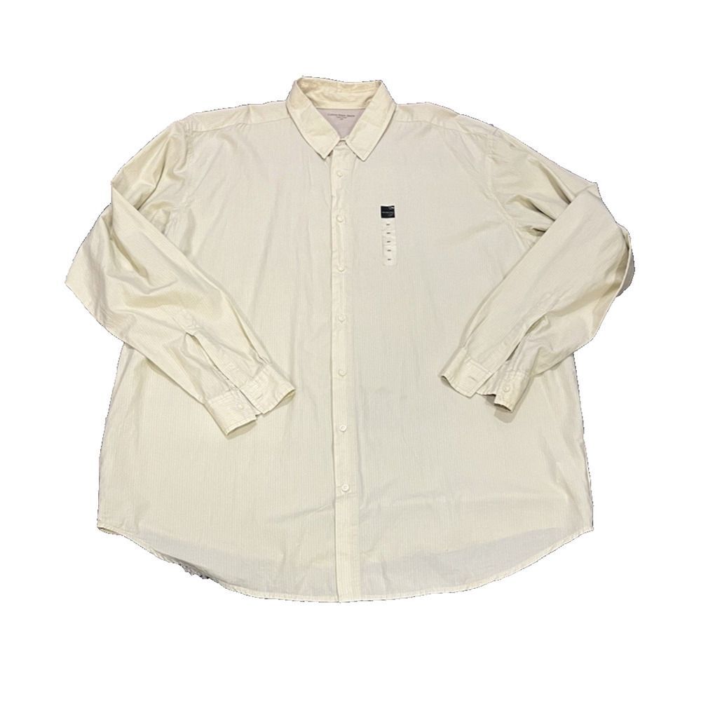 Calvin Klein Striped Non-Iron Dress Shirt Long Sleeve LimeStone 2XT NEW